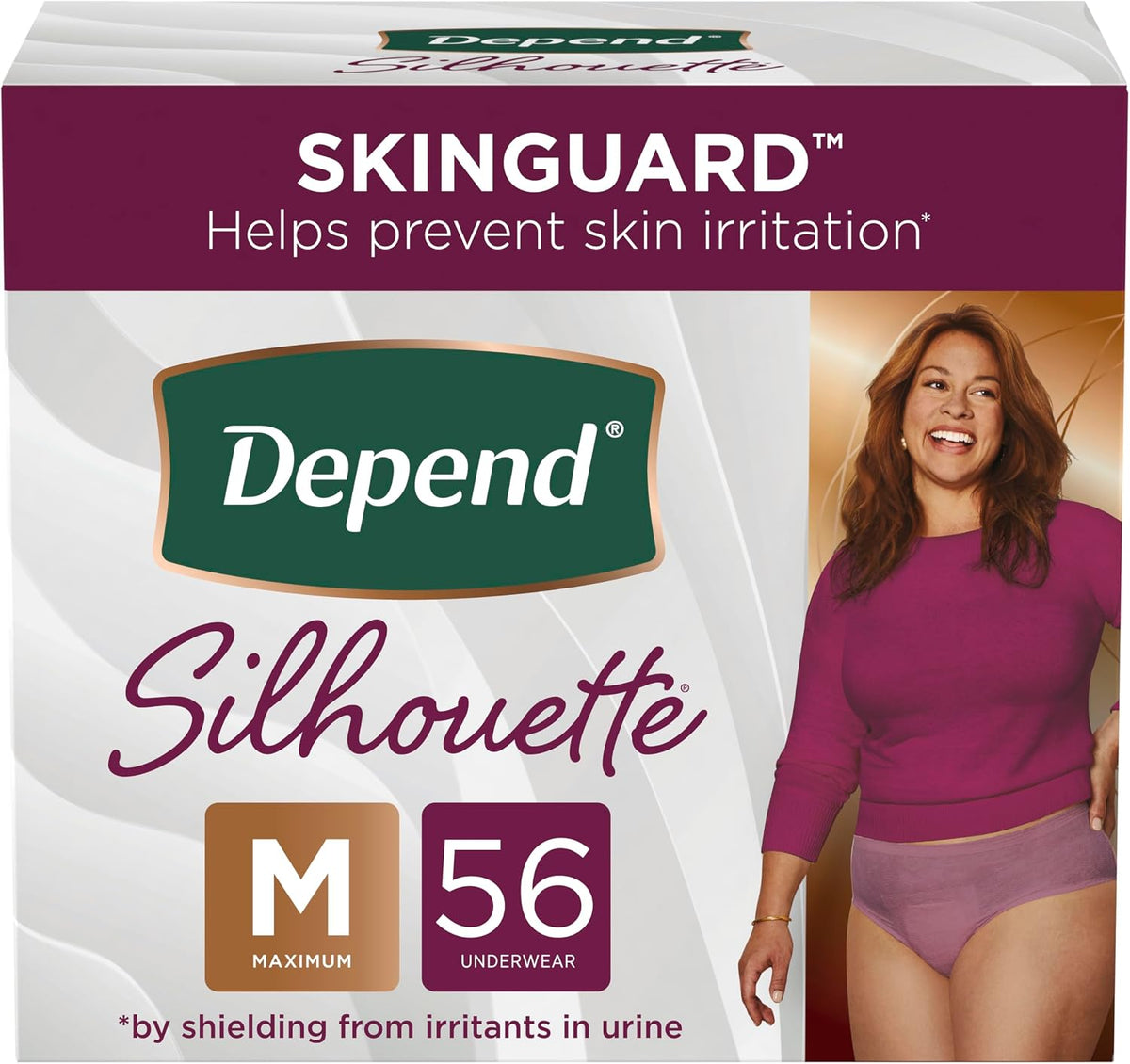 Depend Silhouette Incontinence & Postpartum Underwear for Women - Medium, Purple (56 Count)